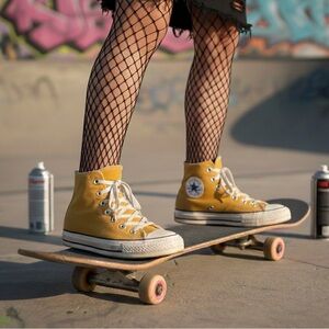 Yellow High-Top Converse keds